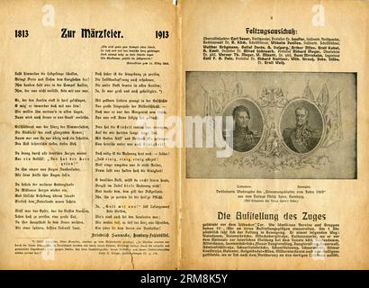 Europa, Deutschland, Hamburg, Festprogramm ' Festzug ' 24. März 1913 , Hunderjahr-Feier zur Erinnerung an Hamburgs Befreiung von der Franzosenherrschaft, Scan 2 von 8 Scans , Rechte werden nicht vertreten . / Europe, Germany, Hamburg, commemorative publication - the procession - at the 24. 03. 1913 ,  centenary celebrations in memories of the struggle for freedom of Hamburg of the French rule . Scan 2 of 8 scans , there are no rights . Stock Photo