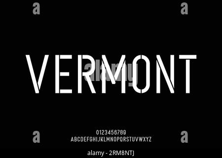 Elegant luxury stencil type alphabet display font vector. Minimalist condensed typography style Stock Vector