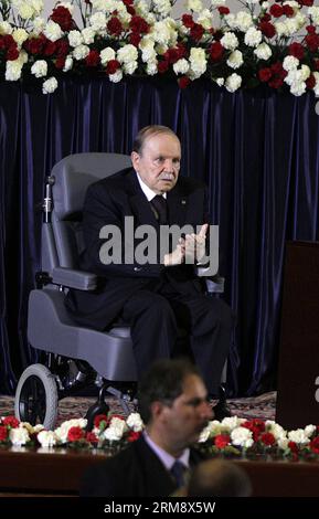 (140428) -- ALGIERS, April 28, 2014 (Xinhua) -- Algerian President ...