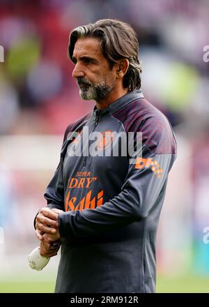 Manchester City Fitness Coach, Lorenzo Buenaventura, looks on ahead of the Premier League match at Bramall Lane, Sheffield. Picture date: Sunday August 27, 2023. Stock Photo