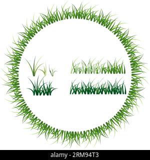 Green grass silhouette. Cartoon lines of plants for boarding and framing, eco and organic logo element.  Vector EPS 10. Stock Vector