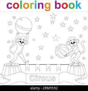 Circus Monkey Isolated Coloring Page for Kids Stock Vector Image & Art ...