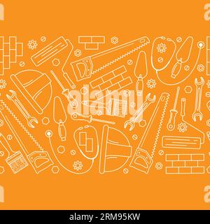 Vector seamless brush, border, pattern. Labor Day. Tools Stock Vector