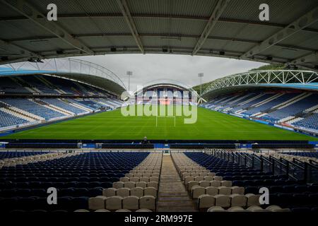 Huddersfield, UK. 27th Aug, 2023. A general view of the John Smiths Stadium before the Betfred Super League Round 23 match Huddersfield Giants vs Leeds Rhinos at John Smith's Stadium, Huddersfield, United Kingdom, 27th August 2023 (Photo by Steve Flynn/News Images) in Huddersfield, United Kingdom on 8/27/2023. (Photo by Steve Flynn/News Images/Sipa USA) Credit: Sipa USA/Alamy Live News Stock Photo