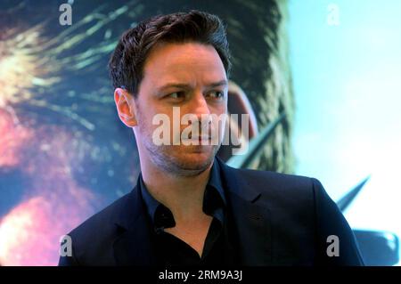 SAO PAULO, May 14, 2014 - Scottish actor James McAvoy attends a press conference to promote the movie X-Men: Days of Future Past , in Sao Paulo, Brazil, on May 14, 2014. (Xinhua/Rahel Patrasso) BRAZIL-SAO PAULO-FILM X-MEN -PROMOTION PUBLICATIONxNOTxINxCHN   Sao Paulo May 14 2014 Scottish Actor James McAvoy Attends a Press Conference to promote The Movie X Men Days of Future Past in Sao Paulo Brazil ON May 14 2014 XINHUA Rahel  Brazil Sao Paulo Film X Men Promotion PUBLICATIONxNOTxINxCHN Stock Photo