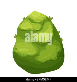 Hedge green bush forest or backyard plant with leaves in cartoon style isolated on white ackground. Game decoration, clip art. Vector illustration Stock Vector