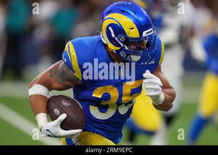 Los Angeles Rams linebacker Jake Hummel (59) reacts during a preseason NFL  football game against the Cincinnati Bengals, Saturday, Aug. 27, 2022, in  Cincinnati. (AP Photo/Emilee Chinn Stock Photo - Alamy