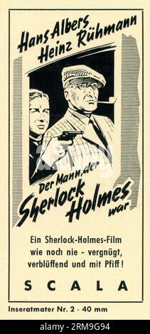 HANS ALBERS and HEINZ RUHMANN in DER MANN DER SHERLOCK HOLMES WAR / THE MAN WHO WAS SHERLOCK HOLMES 1937 / 1954 director KARL HARTL screenplay Robert A. Stemmle and Karl Hartl Universum Film (UFA) / Turk (West German reissue) Stock Photo