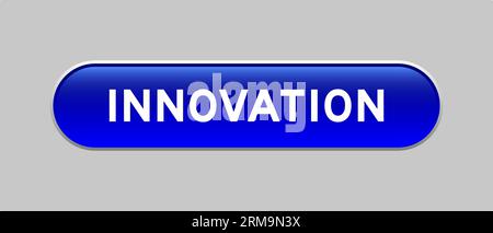 Blue color capsule shape button with word innovation on gray background Stock Vector