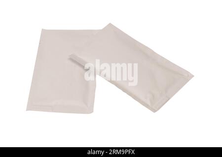 Wet wipes in isolated on a white background. Top view. Stock Photo