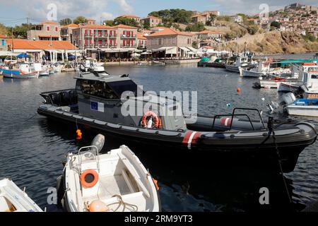 Molyvos harbour, Lesbos island Greece. Taken 2022 Stock Photo