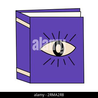 Witch magic spell book. Mystical alchemy recipes. Astrology symbol. Vector flat illustration. Stock Vector