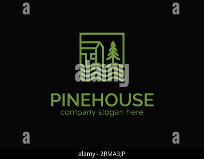 Introducing the Pine House Camping Adventure Logo, the perfect addition to any company's brand. This seamless logo boasts an eye-catching design Stock Vector