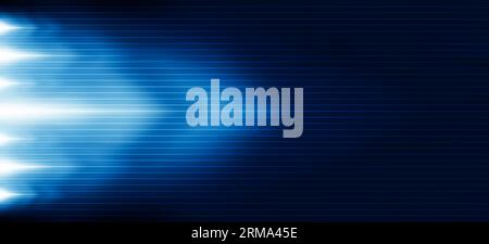 Hi-tech concept. Abstract blue arrow glowing with lighting on blue background technology. Stock Photo