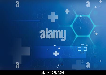 Abstract hexagon network technology on blue gradient background. Stock Photo