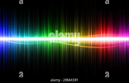 Abstract multicolored waves on black background. Stock Photo