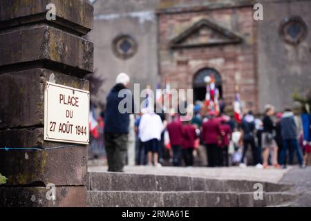 Pexonne, France. 27th Aug, 2023. About 400 people took part in the commemoration ceremony. Credit: Philipp von Ditfurth/dpa/Alamy Live News Stock Photo