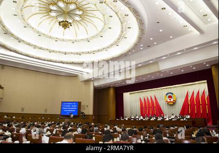 (140623) -- BEIJING, June 23, 2014 (Xinhua) -- The 6th conference of the Standing Committee of the 12th Chinese People s Political Consultative Conference (CPPCC) National Committee opens in Beijing, China, June 23, 2014. Yu Zhengsheng, chairman of the CPPCC National Committee, presided over the opening meeting. (Xinhua/Xie Huanchi) (hdt) CHINA-BEIJING-CPPCC-YU ZHENGSHENG-MEETING (CN) PUBLICATIONxNOTxINxCHN   Beijing June 23 2014 XINHUA The 6th Conference of The thing Committee of The 12th Chinese Celebrities S Political Consultative Conference CPPCC National Committee Opens in Beijing China J Stock Photo