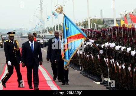 (140630) -- KINSHASA, June 30, 2014 (Xinhua) -- Joseph Kabila, president of Democratic Republic of Congo (DR Congo), reviews the army during the parade in Kinshasa, DR Congo, June 30, 2014. DR Congo held a parade to commemorate the 54th anniversary of independence Monday. (Xinhua/Wang Bo) (dzl) DR CONGO-KINSHASA-PARADA-INDEPENDENCE PUBLICATIONxNOTxINxCHN   Kinshasa June 30 2014 XINHUA Joseph Kabila President of Democratic Republic of Congo Dr Congo Reviews The Army during The Parade in Kinshasa Dr Congo June 30 2014 Dr Congo Hero a Parade to commemorate The 54th Anniversary of Independence Mon Stock Photo