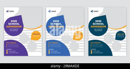 School admission flyer design, kids education leaflet brochure, cover layout School Admission Open Flyer Design Template Vector Education Center poste Stock Vector