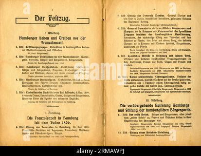 Europa, Deutschland, Hamburg, Festprogramm ' Festzug ' 24. März 1913 , Hunderjahr-Feier zur Erinnerung an Hamburgs Befreiung von der Franzosenherrschaft, Seite 4 und 5, Scan 3 von 8 Scans , Rechte werden nicht vertreten . / Europe, Germany, Hamburg, commemorative publication - the procession - at the 24. 03. 1913 ,  centenary celebrations in memories of the struggle for freedom of Hamburg of the French rule , page 4 and 5,  Scan 3 of 8 scans , there are no rights . Stock Photo