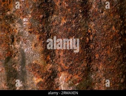 Sheet of old metal surface with rusty surface. Abstract macro vintage patern background. Rusty corrugated iron, oxidized corroded metal. Retro style c Stock Photo