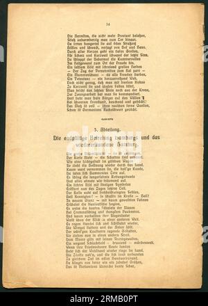 Europa, Deutschland, Hamburg, Festprogramm ' Festzug ' 24. März 1913 , Hunderjahr-Feier zur Erinnerung an Hamburgs Befreiung von der Franzosenherrschaft, Seite 14,  Scan 8 von 8 Scans , Rechte werden nicht vertreten .  / Europe, Germany, Hamburg, commemorative publication - the procession - at the 24. 03. 1913 ,  centenary celebrations in memories of the struggle for freedom of Hamburg of the French rule , page 14,  Scan 8 of 8 scans , there are no rights . Stock Photo