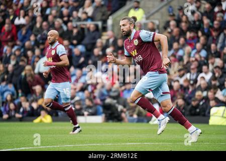Burnley, England, 27/08/2023, Jay Rodriguez in action during the premier league game Burnley FC v Aston Villa at Turf Moor Stadium 27th Aug 2023 Stock Photo