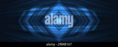 Abstract blue futuristic technology background concept high-speed movement with dynamic motion blue hi tech digital arrows and rhomb. Vector Stock Vector