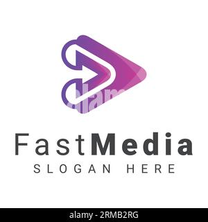 Fast Media Play Button Logo Design TV Play Stock Vector