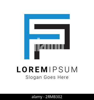 Initial Letter FP or PF Monogram Text Letter Logo Design Stock Vector