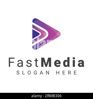 Fast Media Play Button Logo Design TV Play Stock Vector