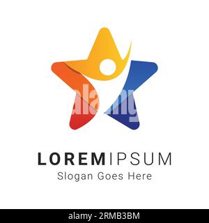 Human Star Logo Design Achievement Star Logotype Stock Vector