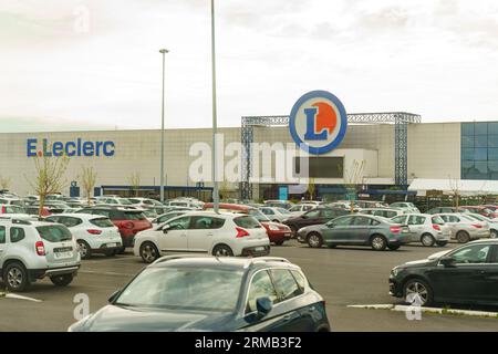 Saint-Marseille, France, April 28, 2023: A large E.Leclerc retail chain store, next to a large parking lot. Stock Photo