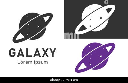 Galaxy planet logo design space moon planet logotype Stock Vector