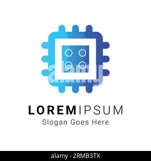 computer processor chip logo design digital chip logotype Stock Vector