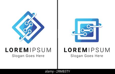 computer processor chip logo design digital chip logotype Stock Vector