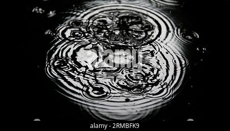 Drop of Water falling into Water, Full Moon Stock Photo