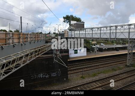 Lichfield Trent Valley showing temporary state of Cross City Line Platform 3 following the removal of unsafe infrastructure in July 2023. Stock Photo