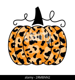 Decorative Cheetah Leopard Pumpkin Illustration Stock Vector