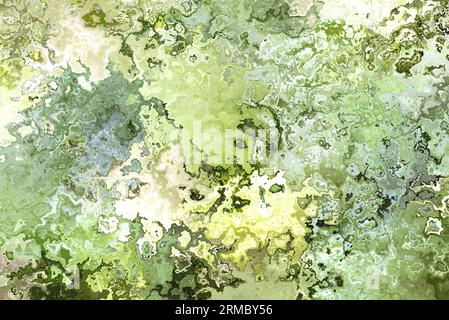 Modern surrealism green jade agate marbled abstract smooth patterned background. Surface swirls illustration with illuminated liquid appearance. Stock Photo