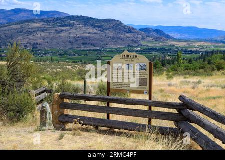 Oliver, British Columbia, Canada - July 24, 2023: Fairview is a ghost town in British Columbia between Cawston and Oliver. It is the original townsite Stock Photo