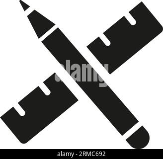 Pencil and ruler for geometry classroom Stock Vector