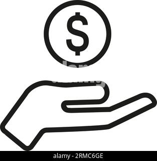 Coin on Hand Vector Icon Stock Vector