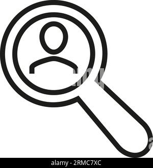 Portrait of Man through Magnifier Icon Stock Vector