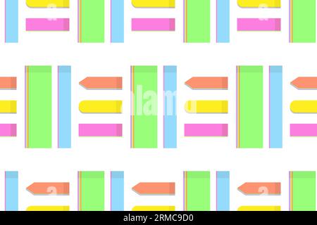Seamless pattern of abstract colorful office paper note stickers of various shapes in trendy colors. Isolate. Vector. EPS. Design for wrapping, wallpaper or poster, banner, brochures or cards, price  Stock Vector