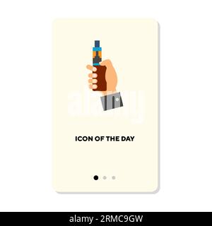 Hand of smoker holding vape or e-cigarette flat icon Stock Vector
