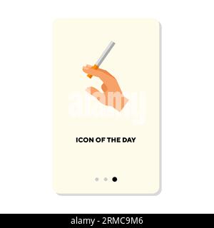 Hand of smoker holding cigarette flat icon Stock Vector