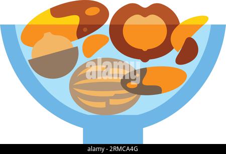 Nuts mix in bowl vector icon Stock Vector
