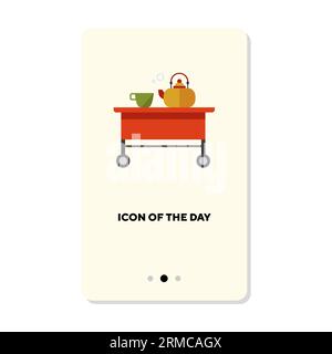 Teacup and teapot flat icon Stock Vector